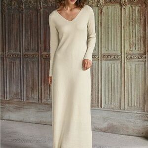 Peruvian Collection Cream Long Sleeve Dress